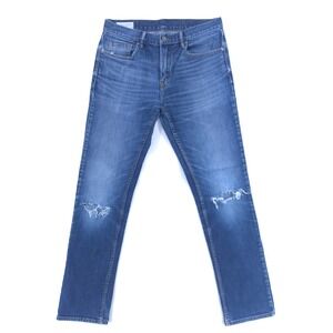 Banana Republic Mens Jeans Slim 31x32 Blue Distressed Ripped Denim Stretch